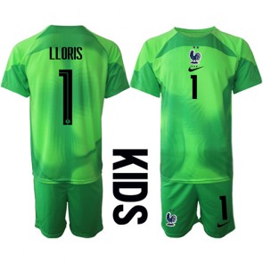 Maillot de foot France Hugo Lloris #1 Gardien de but Extérieur enfant Monde 2022 Manches Courte (+ pantalon court)